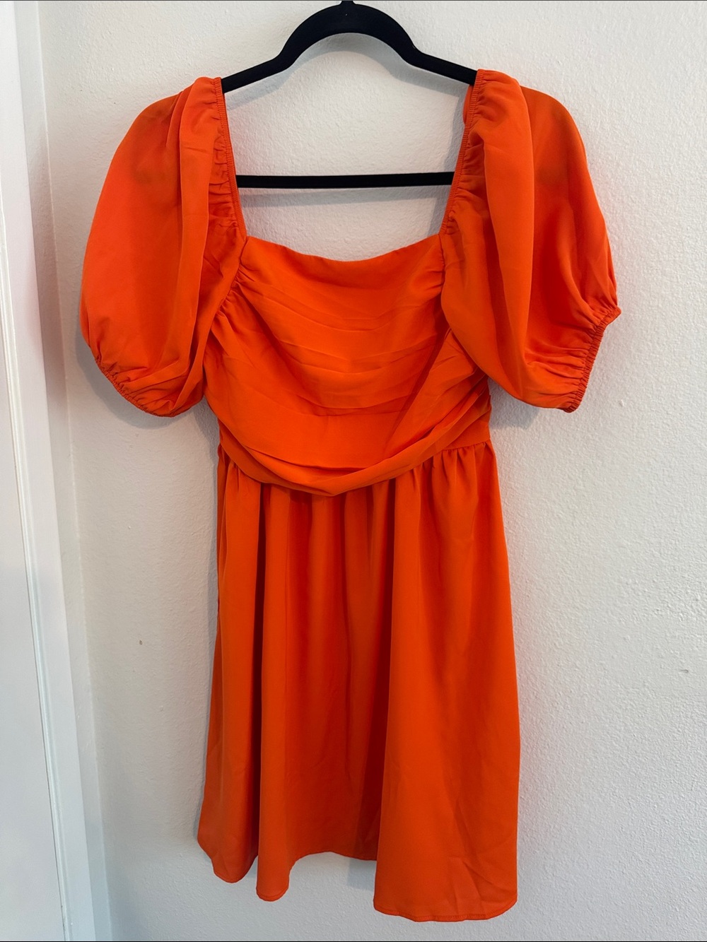 SHEIN Orange Puff-Sleeve Mini Dress